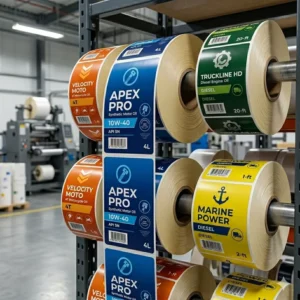 Waterproof Oil and Chemical-Resistant Roll Labels Heavy-Duty Synthetic Motor Oil Stickers for 1L and 4L Jugs and 20L Pails