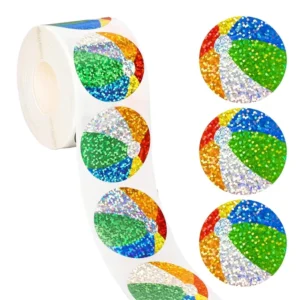 Waterproof PET Toy Beach Ball Self-Adhesive Stickers for Packaging Boxes