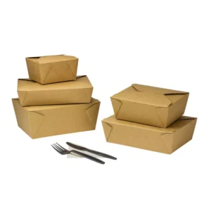 Waterproof Recyclable Single-Wall Kraft Paper Disposable To-Go Box for Noodles and Beverages, Custom Logo
