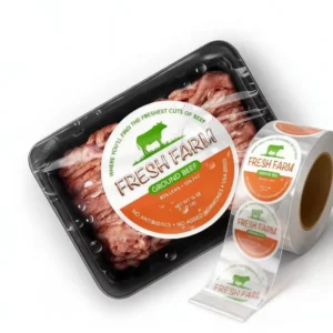 Waterproof Reusable Vinyl Low Temperature Resistance Freezer Food Packaging Label Custom Printed Sticker Frozen Meat Packaging