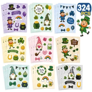 Waterproof Stickers for Cup Laptop Window Decoration Custom Die cut Clover Rainbow Pattern Self Adhesive Sticker