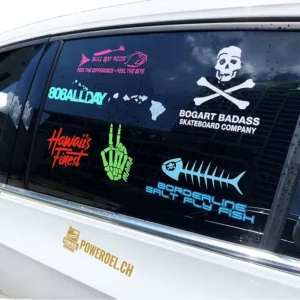 Weatherproof UV Transfer Custom Business Logo Cartoon Vehicle Decal Die-Cut Window Outdoor Vinyl Car Sticker