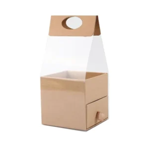 Wedding Cardboard Bouquet Gift Box with Window and Drawer for Flower or Jewelry Packaging