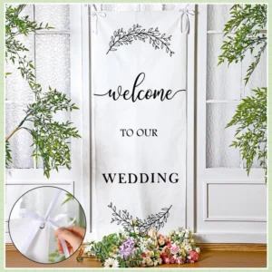 Wedding Welcome Banner 60 x 24 Inches for Ceremony Arch Reception Custom Logo
