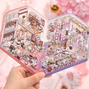 Wedding and Work-Themed Cartoon 3D Scene Stickers, Transparent DIY Scrapbooking Decals