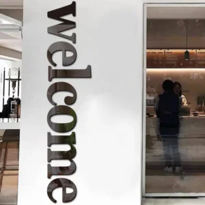 Welcome Signage Wall Decals Store Decor Window Sticker Acrylic 3D Waterproof Stickers