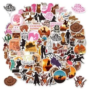Western Cowboy Matte Finish Die-Cut Self-Adhesive Waterproof UV-Resistant Farm Branding Decals