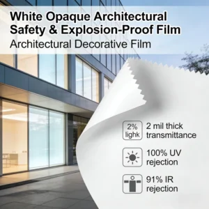 White 2% VLT White Opaque Architectural Glass Film Home Window Sticker UV Proof Privacy Protection Solar Heat Insulation Film