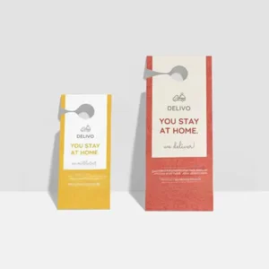 White Blank Rigid Sheet Curved Contour Cut Gloss Film Custom Full-Color Graphic Door Hanger Cards