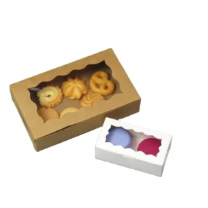 White Cardboard Donut Gift Box with PET Window