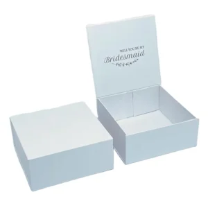 White Cardboard Magnetic Closure Gift Box with Deep Large Lid and Logo