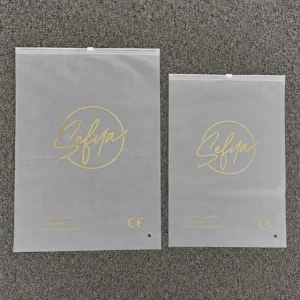 White Frosted Plastic Zipper Bags with Custom Print for Clothing Packaging