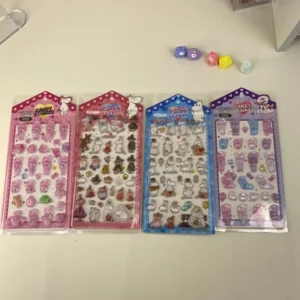 White Hippo and Pink Bunny Epoxy Bubble Stickers, Forest Animal 3D Clear Puffy Decals for Journals, Cups, and Phones