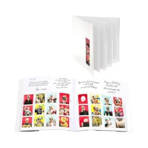 White Leather Photo Booth Scrapbook Album with 2×6 Clear Plastic Picture Inserts for Weddings and Baby