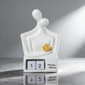White Modern Couple Ceramic Calendar, Living Room Decor