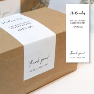 White Rectangular Vinyl Waterproof Adhesive Seal Sticker for Gift Boxes and Thank-You Notes