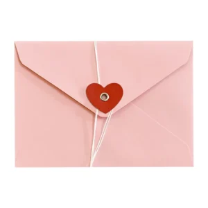White Retro Kraft Paper Postcard Envelope with Flower-Shaped Heart Buckle