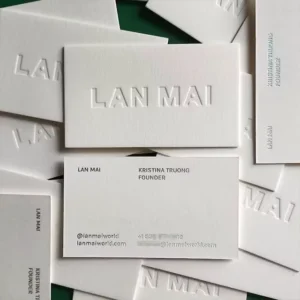 White Textured Relief Logo Screen-Printed Gold-Embossed Custom-Size Wedding Invitations and Business Cards Cardboard CMYK