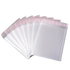 White Waterproof Padded Bubble Mailers with Self-Seal Pearlized Film