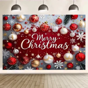 Wide Waterproof Durable Polyester Custom Christmas Flag Banner with Joy Noel Message for Shopping Mall Display