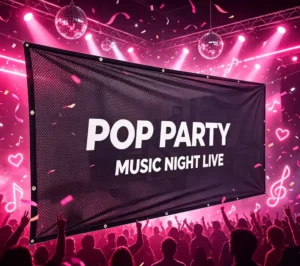 Wind-Resistant Custom-Size Printed Polyester Mesh Fence Banner for Festivals, Stage Backdrops, and Outdoor Use
