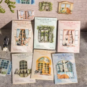 Window Dreams Series Decorative Stickers 10 Sheets Per Pack Dual Material Bay Window Cat Theme