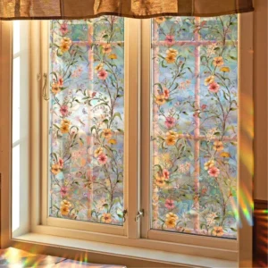 Window Privacy Film Frosted Glass Static Cling Sticker Sun-Blocking Vinyl Covering for Kitchen, Living Room, and Bathroom