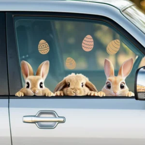 Window Sticker Cartoon Rabbit PVC UV Printed Removable and Reusable Eco Friendly Cling Decal
