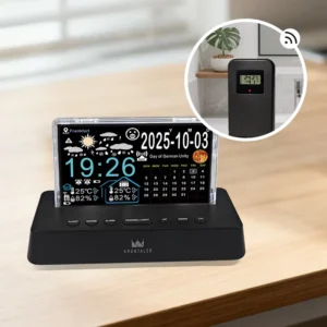 Wireless Electric Weather Station Digital Clock with Snooze Function and Multi-Language Display