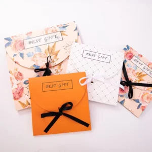 Women’s Square Envelope Packaging with Ribbon for Silk Scarf