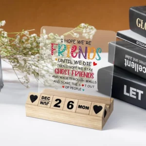 Wooden Acrylic Block Calendar 11cm Laser Engraved UV Printed Inspirational Office Desk Decor You Can Make Difference Change