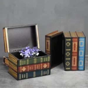 Wooden Antique Decorative Fake Book Display and Storage Boxes