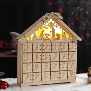 Wooden Christmas Advent Calendar Countdown Calendars House Box for Christmas Decoration