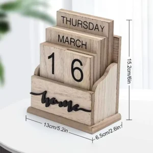 Wooden Desk Calendar Multipurpose Wooden Perpetual Calendar Rustic Calendar for Bedrooms Decorative Date Blocks for Living Rooms