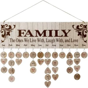 Wooden Family Birthday Reminder Calendar Board Wall Hanging Birthday Tracker Plaque with Tags Gift for Mom Grandma