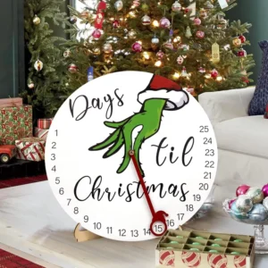 Wooden Grinch Christmas Countdown Sign Advent Calendar Hanging Ornament