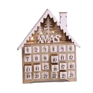 Wooden House Christmas Advent Calendar with 24 Drawers