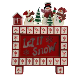 Wooden LED Lighted Advent Calendar with 24 Drawers Countdown Calendar Ornaments
