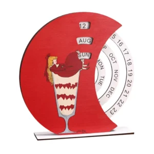 Wooden Perpetual Calendar Office Desk Decoration Rotating Table Calendar