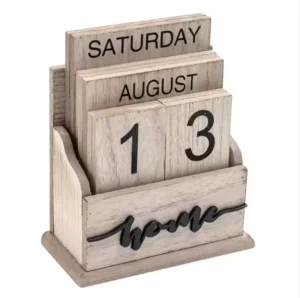 Wooden Wabi-Sabi Design Rectangle Advent Calendar Box Cubes Desk Wall Perpetual Calendar Stand Holder for Ramadan