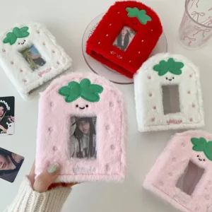 Y2K Korean A8 Pink Strawberry Loose-Leaf Album Idol Photo Storage Card Book 3 Inch Card Holder