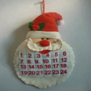 YQ 12 Fabric Santa Christmas Countdown Calendar for Xmas Wall Holiday Hanging Decor