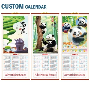 Year of the Goat Scroll Wall Cane and Wooden Calendar Custom Logo Printing for Office Decor