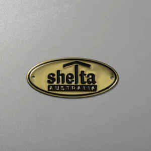 Yellow Titanium Gold Stainless Steel Embossed Nameplate with Screen-Printed Positioning Holes