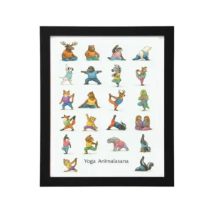 Yoga Animalasana Printable Poster with Animals Doing Yoga Poses Wall Art for Kids and Yoga Enthusiasts (1-Piece Set)