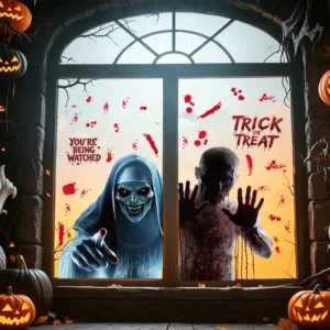 Zombie Halloween Window Clings Removable Glass Stickers Reusable No Adhesive Window Decals for Home Kitchen Decor